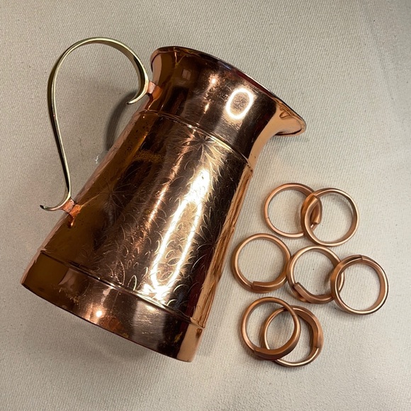 BEAUTIFUL STAINLESS COPPER PITCHER & RINGS